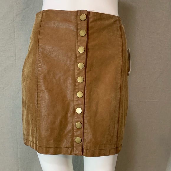NWT Free People Faux Leather Button Up Skirt - Picture 4 of 7